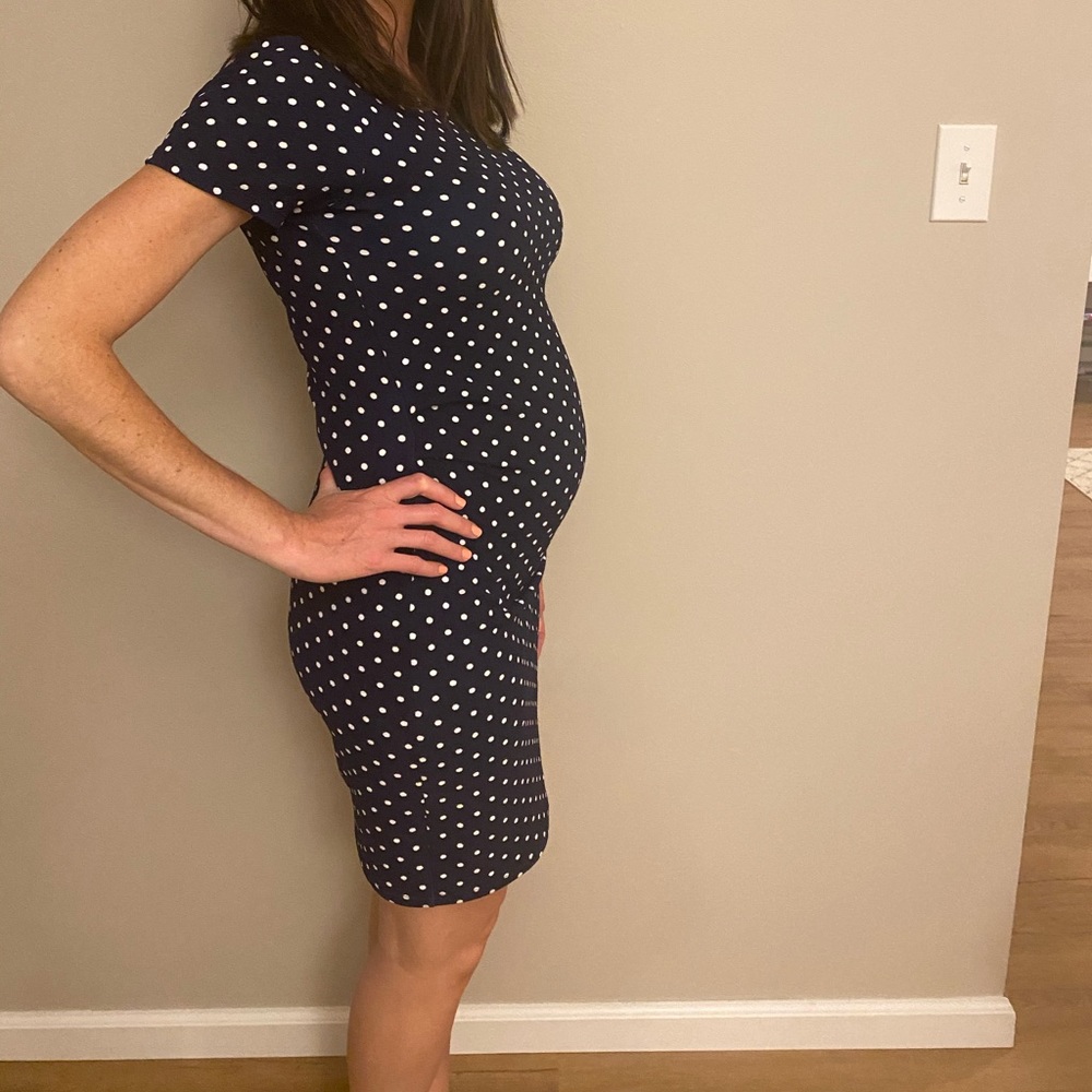 Adorable navy polka dot maternity dress size small.
